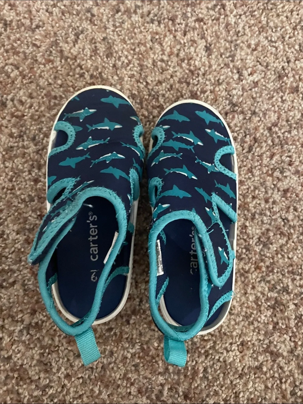 Carter's Navy & Teal Shark Water Shoes
